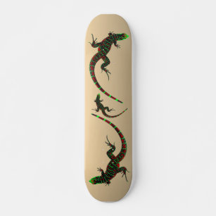 Rustic Yin Yang Lizards Skateboard