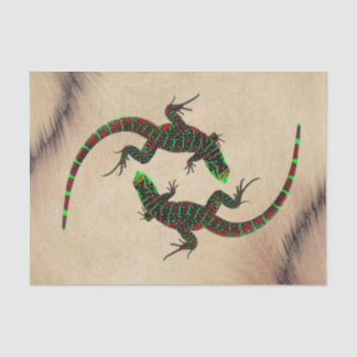 Rustic Yin Yang Lizards Tissue Paper