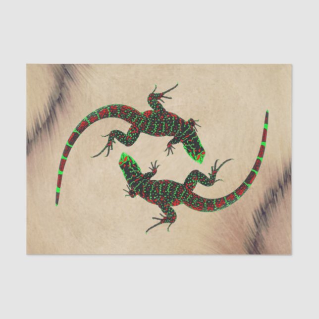 Rustic Yin Yang Lizards Tissue Paper (Front)