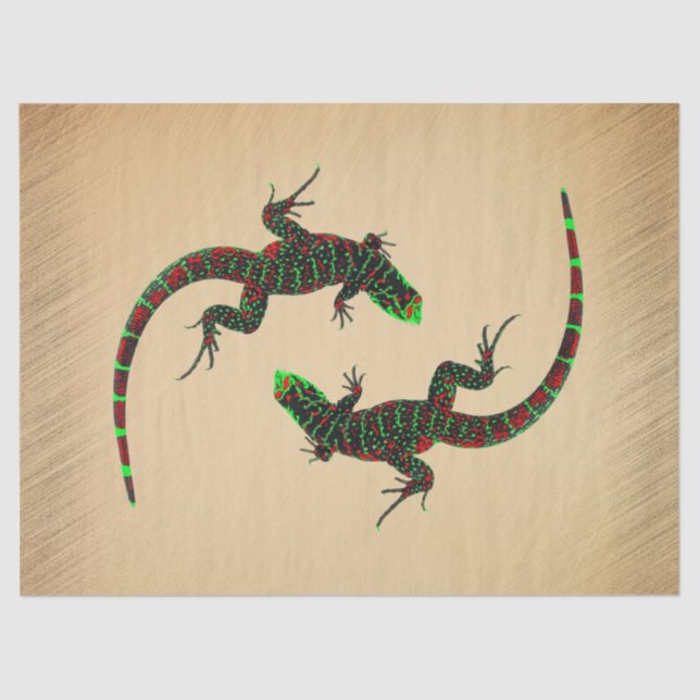 Rustic Yin Yang Lizards   Tissue Paper (Front)