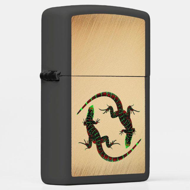 Rustic Yin Yang Lizards Zippo Lighter (Right)