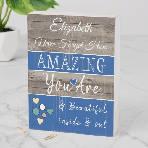 Rustic you are amazing beautiful brown blue wooden box sign