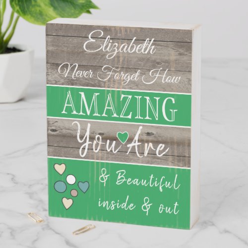 Rustic you are amazing beautiful brown green wooden box sign