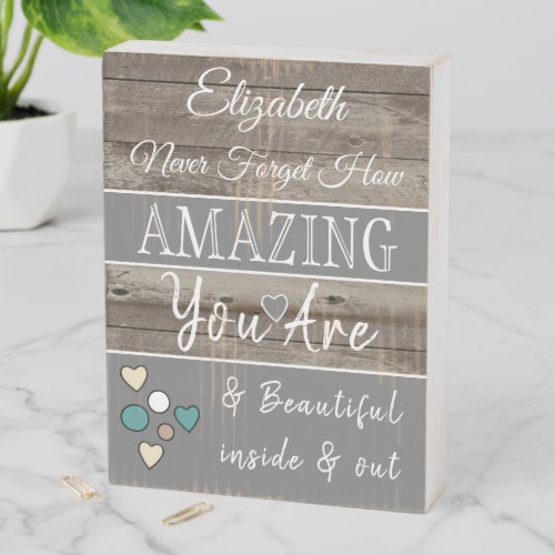 Rustic you are amazing beautiful brown grey wooden box sign