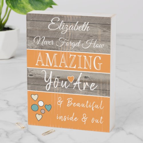 Rustic you are amazing beautiful brown orange wooden box sign