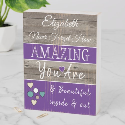 Rustic you are amazing beautiful brown purple wooden box sign