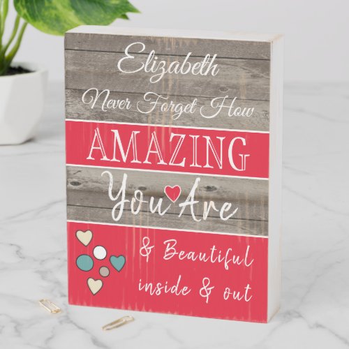 Rustic you are amazing beautiful brown red wooden box sign