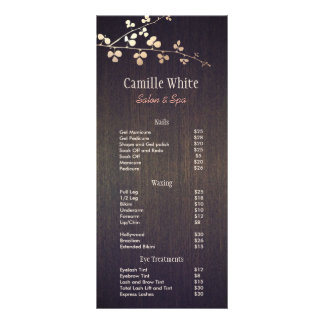 Rustic Zen Gold Branch Hair Salon Price List Menu