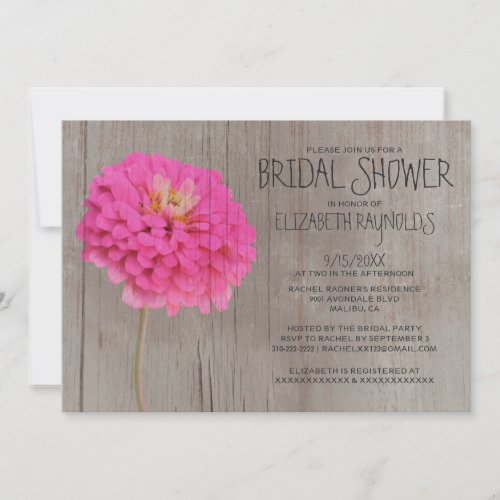 Rustic Zinnias Bridal Shower Invitations