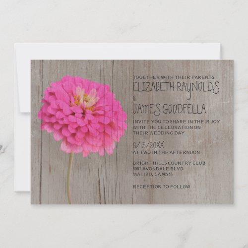 Rustic Zinnias Wedding Invitations