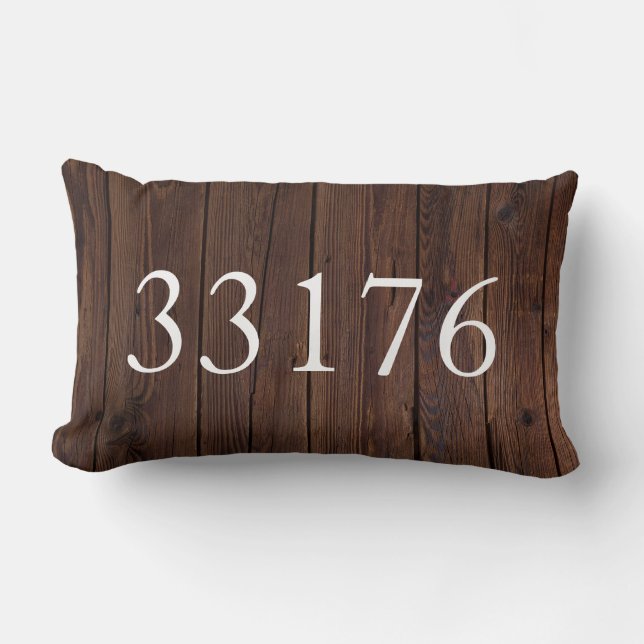 Rustic Zip Code for the Just Married Couple Lumbar Pillow (Front)