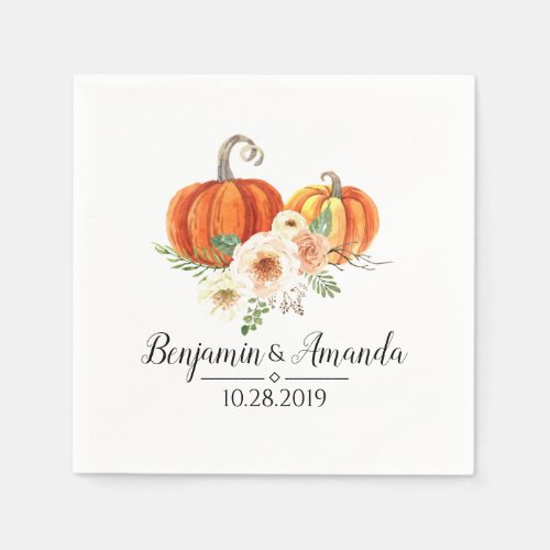 Rustica Pumpkins Fall Wedding Napkins