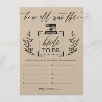 Rustichow Old Was The Bride Bridal Shower Game Enclosure Card by joyonpaper at Zazzle