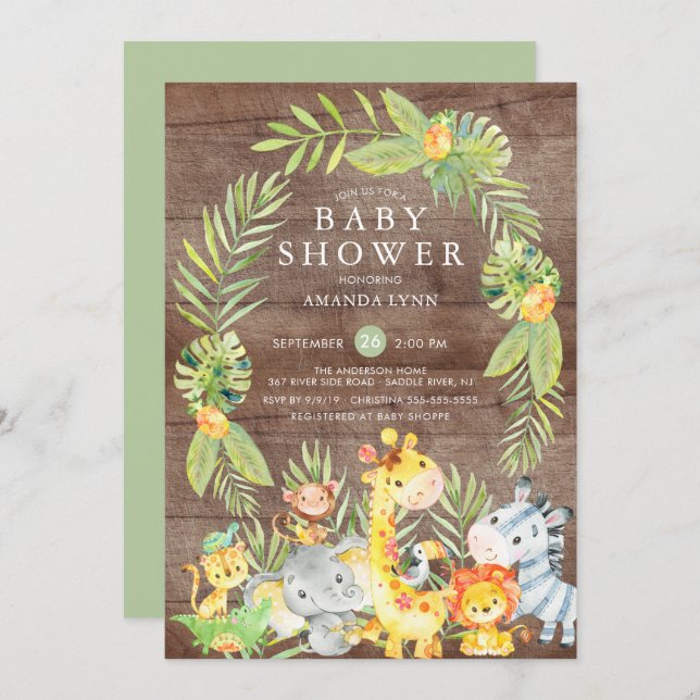 RusticJungle Safari Neutral Baby Shower Invitation (Front/Back)