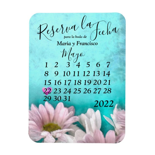 Rústico Margarita Floral Acuarel Reserva la Fecha Magnet (Vertical)