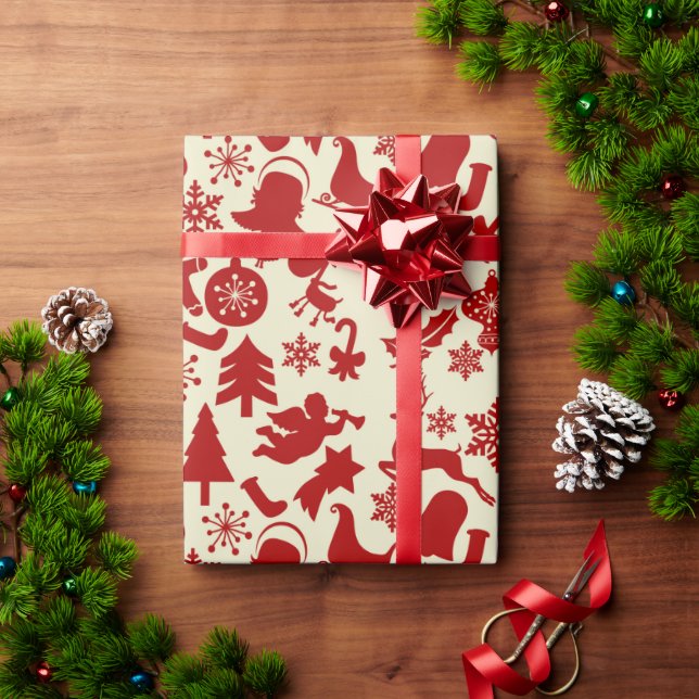RusticRed Pattern Festive Christmas Wrapping Paper (Holiday Gift)