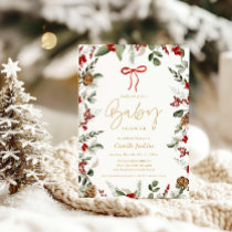 RusticWinter Christmas Girl Baby Shower Invitation