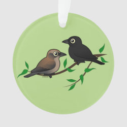 Rusty Blackbird Pair Circle Acrylic Ornament