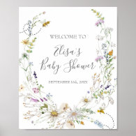 Rustiic Bee WildFlowers Baby Shower Welcome Sign