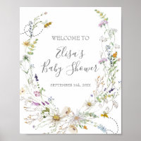 Rustiic Bee WildFlowers Baby Shower Welcome Sign