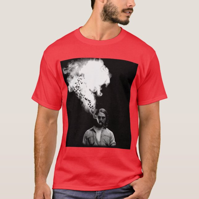 Rustin Cohle fromrue Detective Smoking a Cigarette T-Shirt (Front)