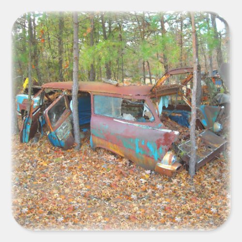 Rusting 57 Chevy Nomad Square Sticker