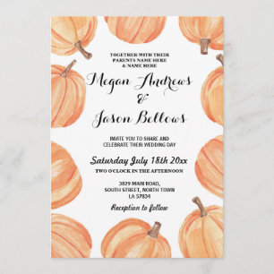 Rusting Wedding Pumpkin Fall Watercolor Pumpkins Invitation