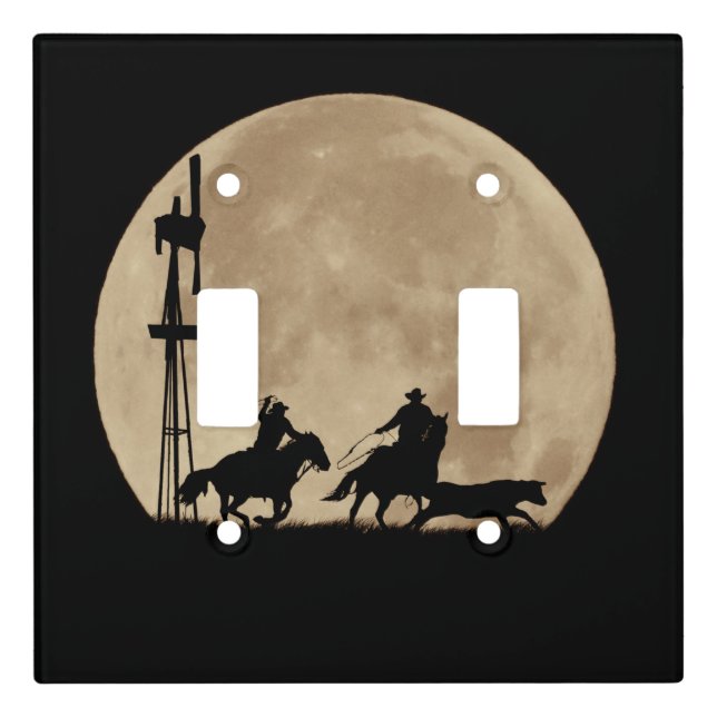 Rustler's Moon Cowboys Roping Light Switch Cover (Front)
