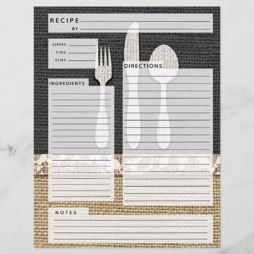 Rustlic Country Burlap Recipe Insert