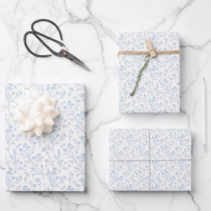 Rustling Blooms Dusty Blue - Neutral Wrapping Paper Sheets