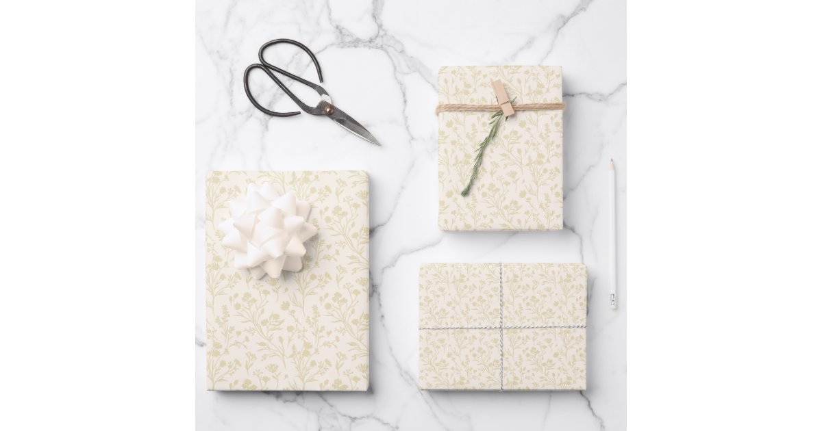Rustling Blooms Golden Wheat - Neutral Wrapping Paper Sheets | Zazzle