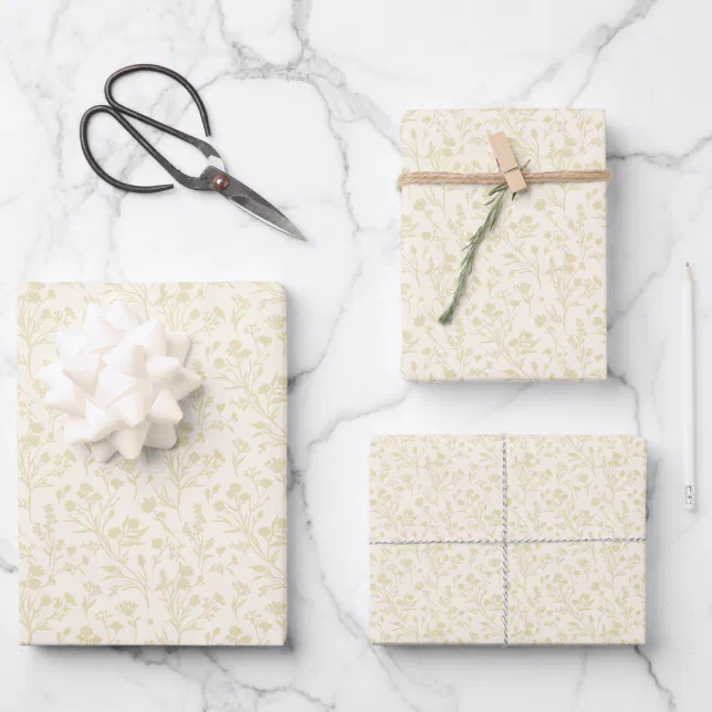 Rustling Blooms Golden Wheat - Neutral Wrapping Paper Sheets | Zazzle