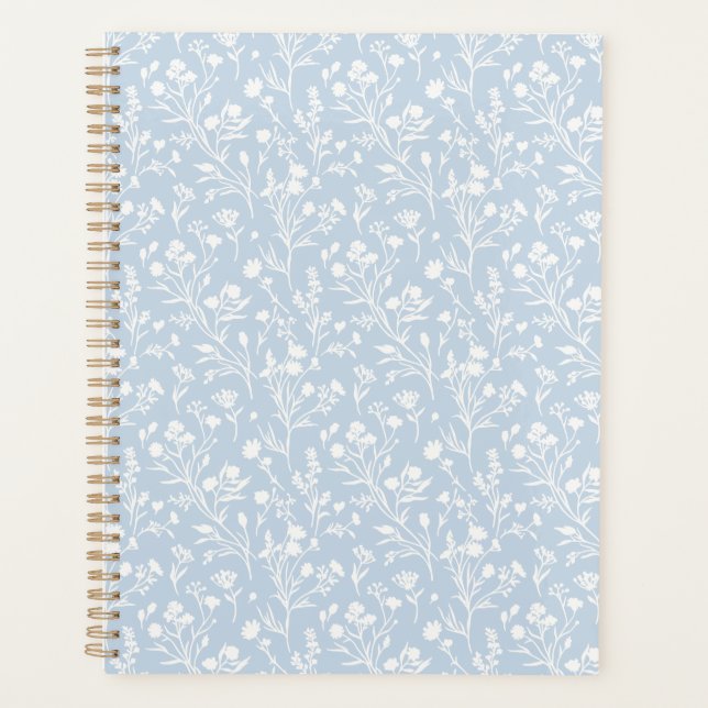 Rustling Blooms Neutral - Dusty Blue Planner (Front)