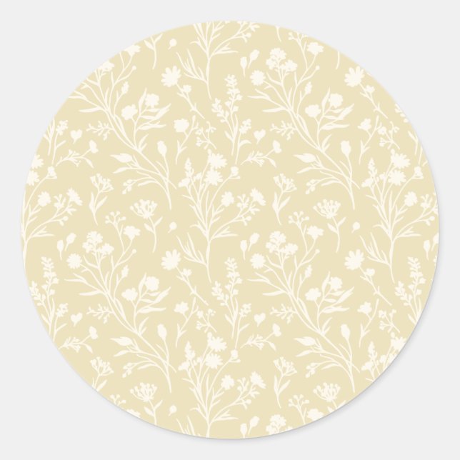 Rustling Blooms Neutral - Golden Wheat Classic Round Sticker (Front)