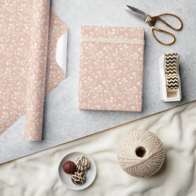 Rustling Blooms Neutral - Warm Apricot Wrapping Paper (Crafts)