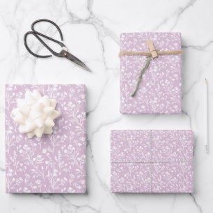 Rustling Blooms Neutral - Warm Lilac Wrapping Paper Sheets