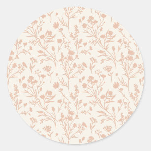 Rustling Blooms Warm Apricot - Neutral Classic Round Sticker