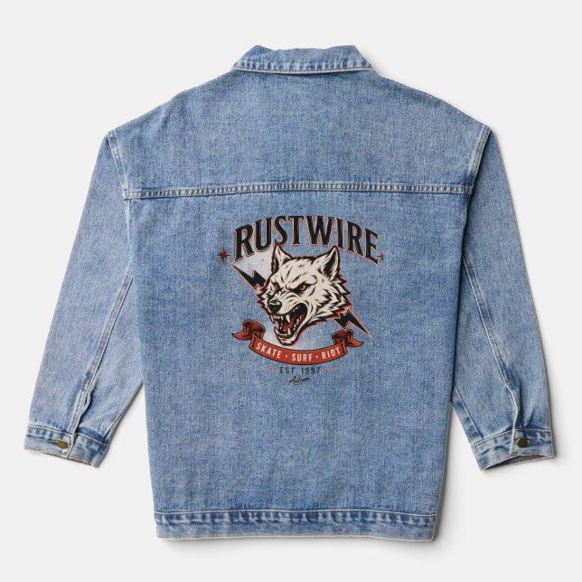 Rustwire Wolf Skull T-Shirt Denim Jacket (Back)