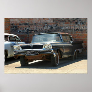 Rusty 1959 Classic Two-Door Car Poster