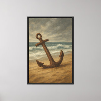 Rusty Anchor by the Shore Canvas Print