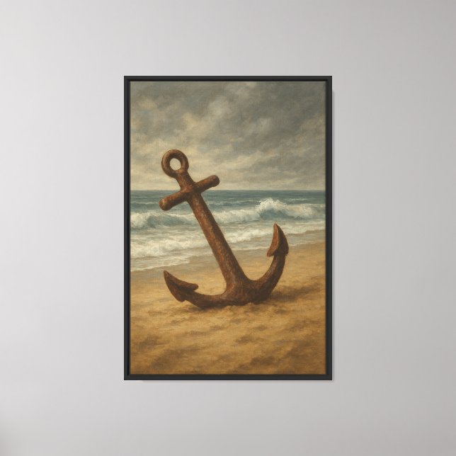 Rusty Anchor by the Shore Canvas Print (Front)