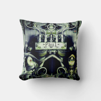 Rusty and Mossy Engine Double Sided Dieselpunk Throw Pillow