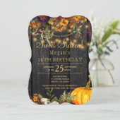 Rusty autumn floral chic sweet sixteen birthday invitation (Standing Front)