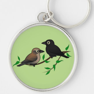 Rusty Blackbird Pair Keychain