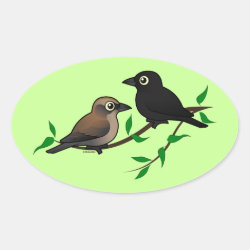 Rusty Blackbird Pair Oval Sticker