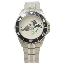Rusty Blackbird Pair Men's Stainless Steel Bracelet Watch