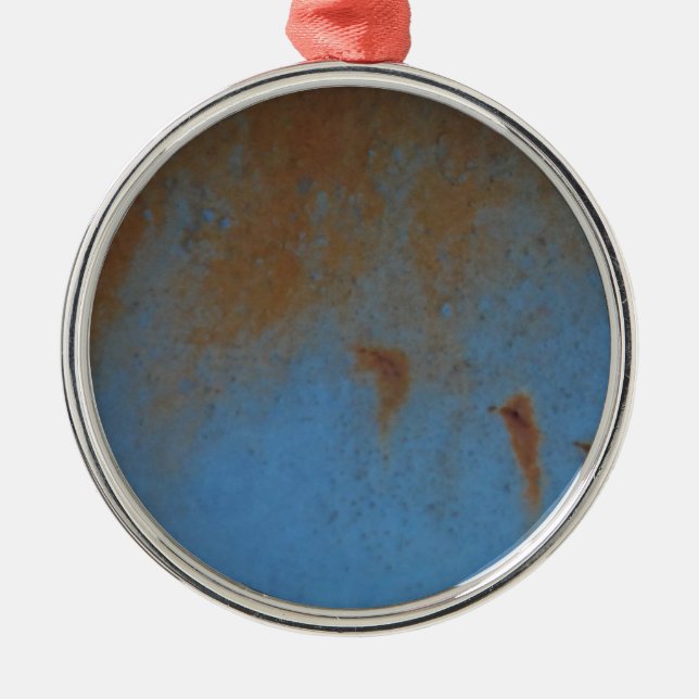 Rusty Blue background Metal Ornament (Front)