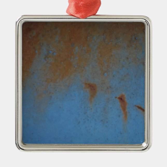 Rusty Blue background Metal Ornament (Front)