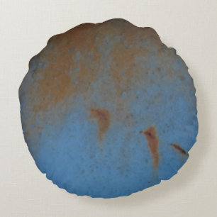Rusty Blue background vintage Close up Round Pillow