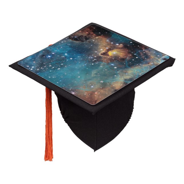 Rusty Blue Cloud Nebula Graduation Cap Topper (Angled)